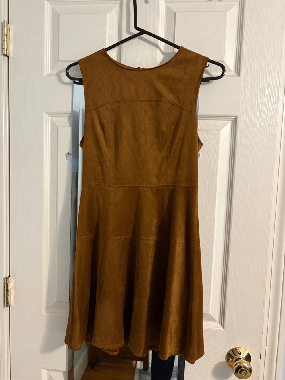 one clothing Chestnut Sleeveless Faux-Suede Fit-and-Flare Dress